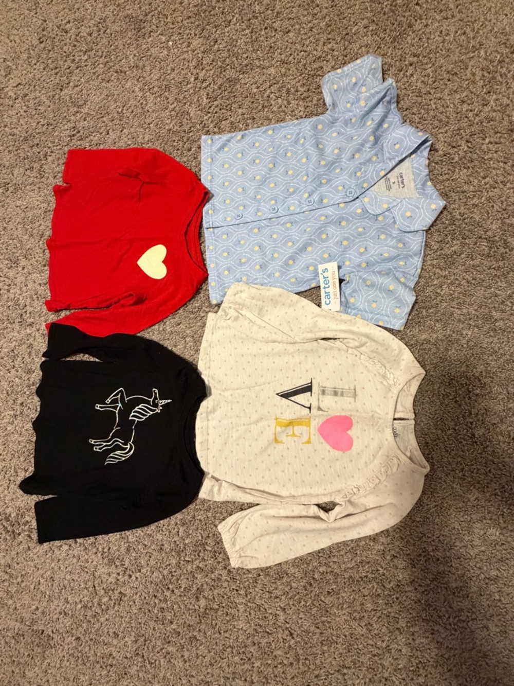 Size 3 Cat & Jack, Carter & Kids headquarters Long-Sleeve Tee with Heart Graphic - Picture 3 of 4